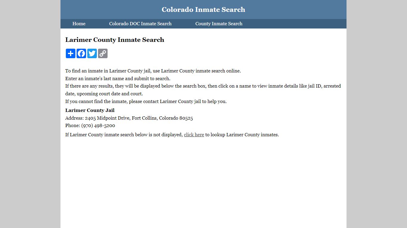 Larimer County Inmate Search